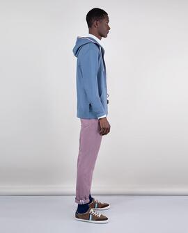 SUDADERA ZIPPER GARMENT DYED AZUL