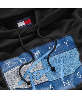 SUDADERA TOMMY DNA FLAG TWIST REGULAR FIT NEGRA