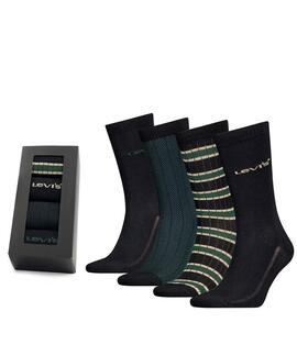 CALCETINES LEVIS GIFTBOX REGULAR CUT 4 PACK GREEN COMBO