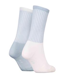 CALCETINES CKJ WOMEN SOCK 2 PAIR GLOSSY RIB LIGHT BLUE