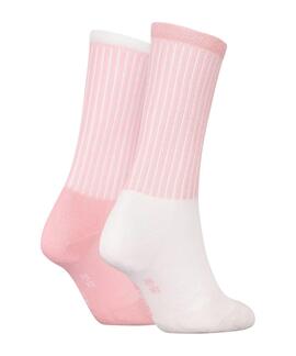 CALCETINES CKJ WOMEN SOCK 2 PAIR GLOSSY RIB PINK / WHITE