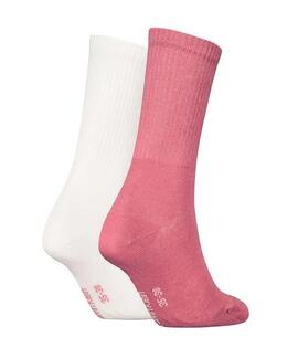 CALCETINES CKJ WOMEN SOCK 2 PAIR MONOGRAM ROSE PINK / WHITE