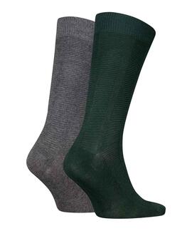 CALCETINES CKJ MEN SOCK 2P STRUCTURE RIB DARK GREEN