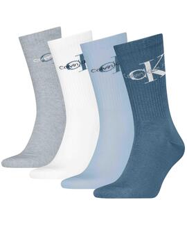 CALCETINES CKJ MEN SOCK 4 PAIR GIFTBOX MONOGRAM BLUE COMBO