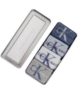 CALCETINES CKJ MEN SOCK 4 PAIR GIFTBOX MONOGRAM BLUE COMBO