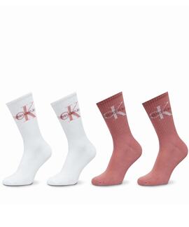 CALCETINES CKJ WOMEN SOCK 4 PAIR GIFTBOX LOGO PINK / WHITE