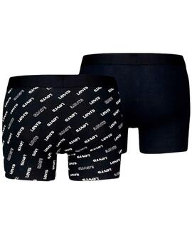 BOXER LEVI'S® MEN LOGO AOP BOXER BRIEF 2 PACK BLACK / WHITE