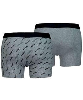 BOXER LEVI'S® MEN LOGO AOP BOXER BRIEF 2 PACK MID GREY