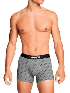 BOXER LEVI'S® MEN LOGO AOP BOXER BRIEF 2 PACK MID GREY