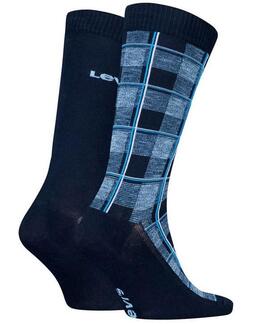 CALCETINES ALTOS LEVI'S® REGULAR CUT CHECK 2 PAIRS BLUE COMB