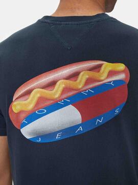 CAMISETA FUN NOVELTY REGULAR FIT LOGO HOT DOG AZUL MARINO