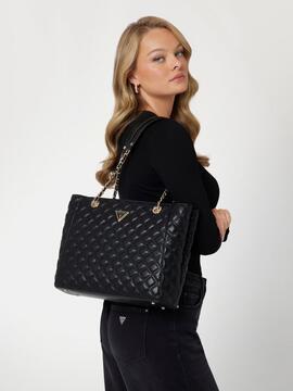 BOLSO GIULLY TOTE ACOLCHADO Y PESPUNTEADO NEGRO