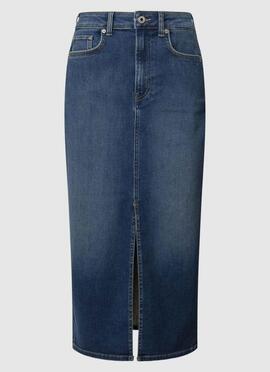 FALDA VAQUERA MIDI SKIRT HIGH WAIST DENIM AZUL