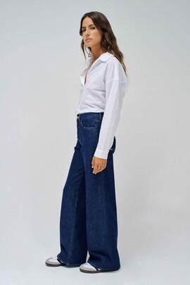 PANTALÓN VAQUERO WIDE LEG LOOSE FIT DENIM AZUL OSCURO