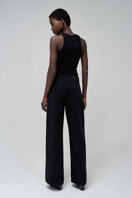 PANTALÓN VAQUERO WIDE LEG LOOSE FIT DENIM NEGRO