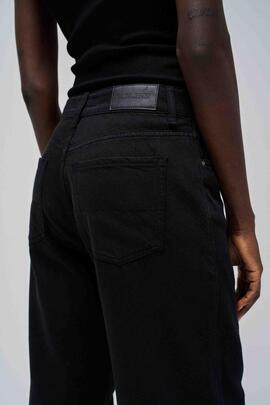 PANTALÓN VAQUERO WIDE LEG LOOSE FIT DENIM NEGRO