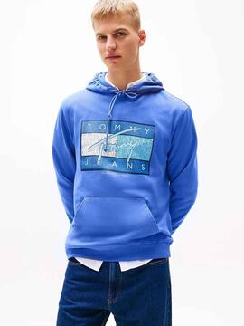 SUDADERA TOMMY DNA FLAG TWIST REGULAR FIT AZUL