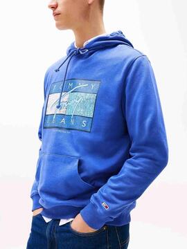 SUDADERA TOMMY DNA FLAG TWIST REGULAR FIT AZUL