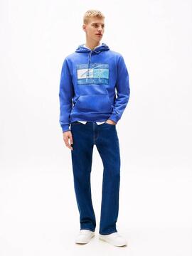 SUDADERA TOMMY DNA FLAG TWIST REGULAR FIT AZUL