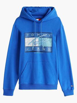 SUDADERA TOMMY DNA FLAG TWIST REGULAR FIT AZUL