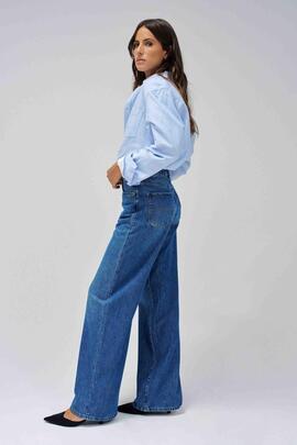 PANTALÓN VAQUERO WIDE LEG LOOSE FIT DENIM AZUL CLARO