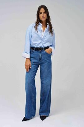 PANTALÓN VAQUERO WIDE LEG LOOSE FIT DENIM AZUL CLARO