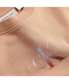 SUDADERA CK REGULAR FIT CON MONOGRAMA GRADIENTE MELOCOTÓN