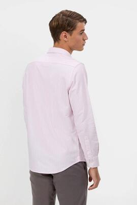 CAMISA OXFORD CUELLO BOTÓN RAYAS ROSA