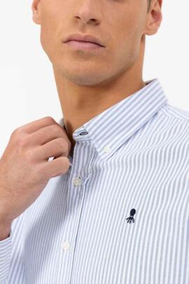 CAMISA OXFORD CUELLO BOTÓN RAYAS AZUL