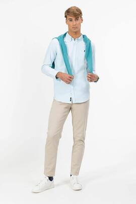 CAMISA OXFORD CUELLO BOTÓN AZUL TURQUESA