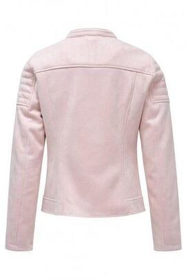 CHAQUETA BIKER DE ANTE SINTÉTICO COLOR ROSA