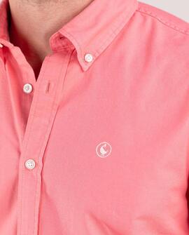 CAMISA ALGODÓN GARMENT DYED ROJO CORAL