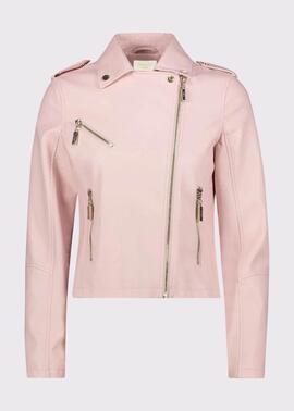 CAZADORA BIKER DE ECOPIEL ROSA