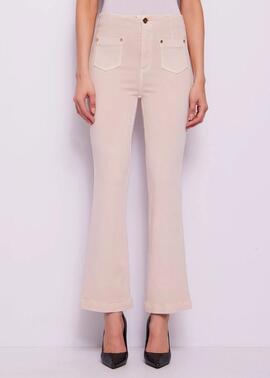 PANTALON VAQUERO FRIDA FLARE CROPPED BEIGE DEGRADÉ