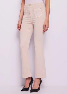 PANTALON VAQUERO FRIDA FLARE CROPPED BEIGE DEGRADÉ