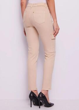 PANTALON VAQUERO CARGO CROPPED BEIGE DEGRADÉ