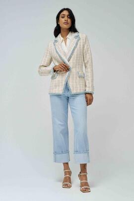 BLAZER DE TWEED CON DETALLES EN DENIM