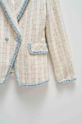 BLAZER DE TWEED CON DETALLES EN DENIM