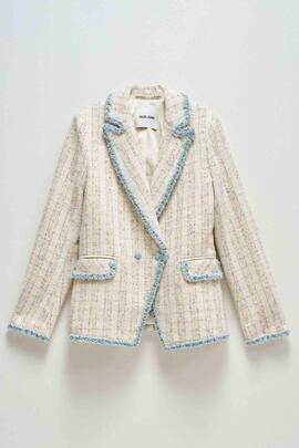 BLAZER DE TWEED CON DETALLES EN DENIM