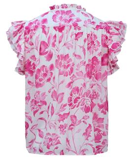 BLUSA ESTAMPADA CON VOLANTE EN LAS MANGAS