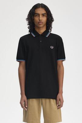 POLO TWIN TIPPED M3600 Y44 BLACK / TRACK BLUE / DARK PINK