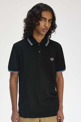 POLO TWIN TIPPED M3600 Y44 BLACK / TRACK BLUE / DARK PINK