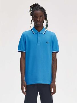 POLO TWIN TIPPED M3600 Y27 COURT BLUE  ECRU  NAVY