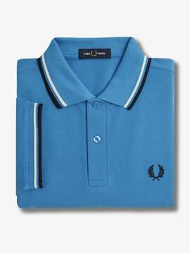 POLO TWIN TIPPED M3600 Y27 COURT BLUE  ECRU  NAVY