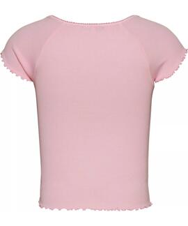 CAMISETA LENCERA SLIM FIT ESCOTE DE PICO ROSA