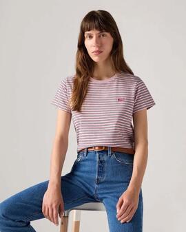 CAMISETA LEVI'S® PERFECT TEE CORIANDER STRIPE FRAGANT LILAC