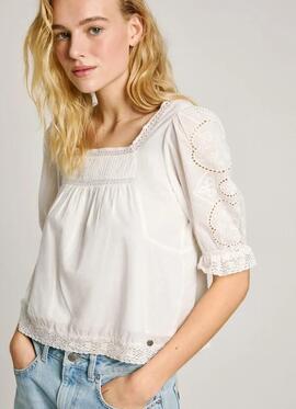 BLUSA VOILE EVERLY CON DETALLES BORDADOS 803 OFF WHITE