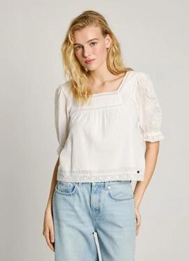 BLUSA VOILE EVERLY CON DETALLES BORDADOS 803 OFF WHITE