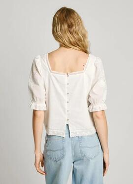 BLUSA VOILE EVERLY CON DETALLES BORDADOS 803 OFF WHITE