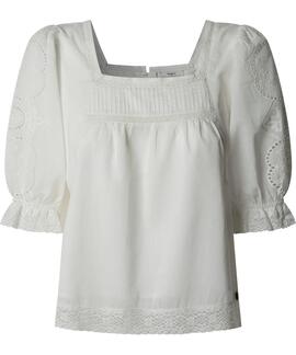 BLUSA VOILE EVERLY CON DETALLES BORDADOS 803 OFF WHITE